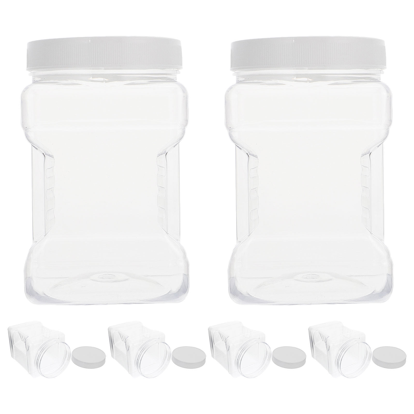 Food Storage Plastic Container - 6Pcs Transparent Square Canisters Plastic Storage