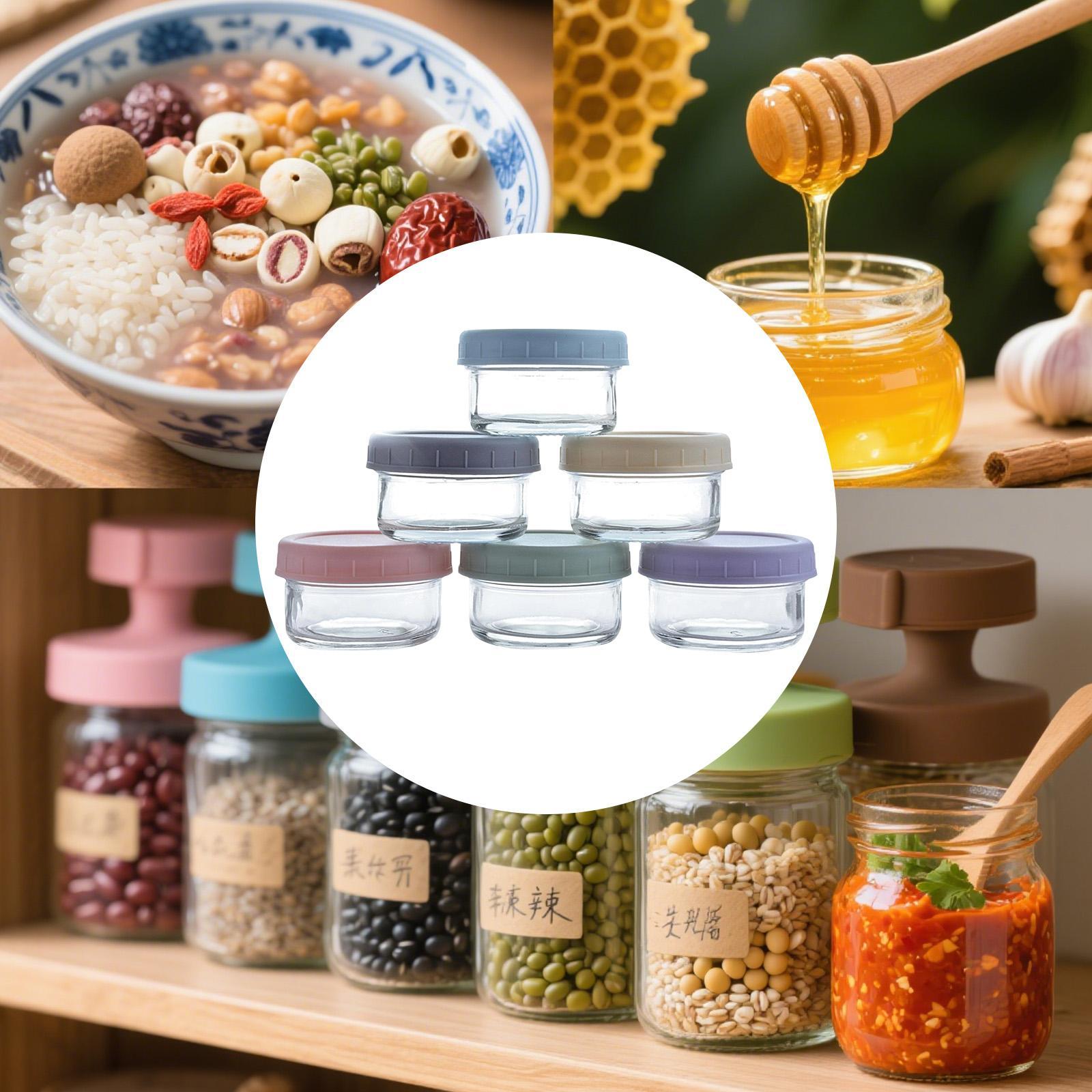 Food Storage Glass Round - Mini Glass Jars with Leakproof Lids