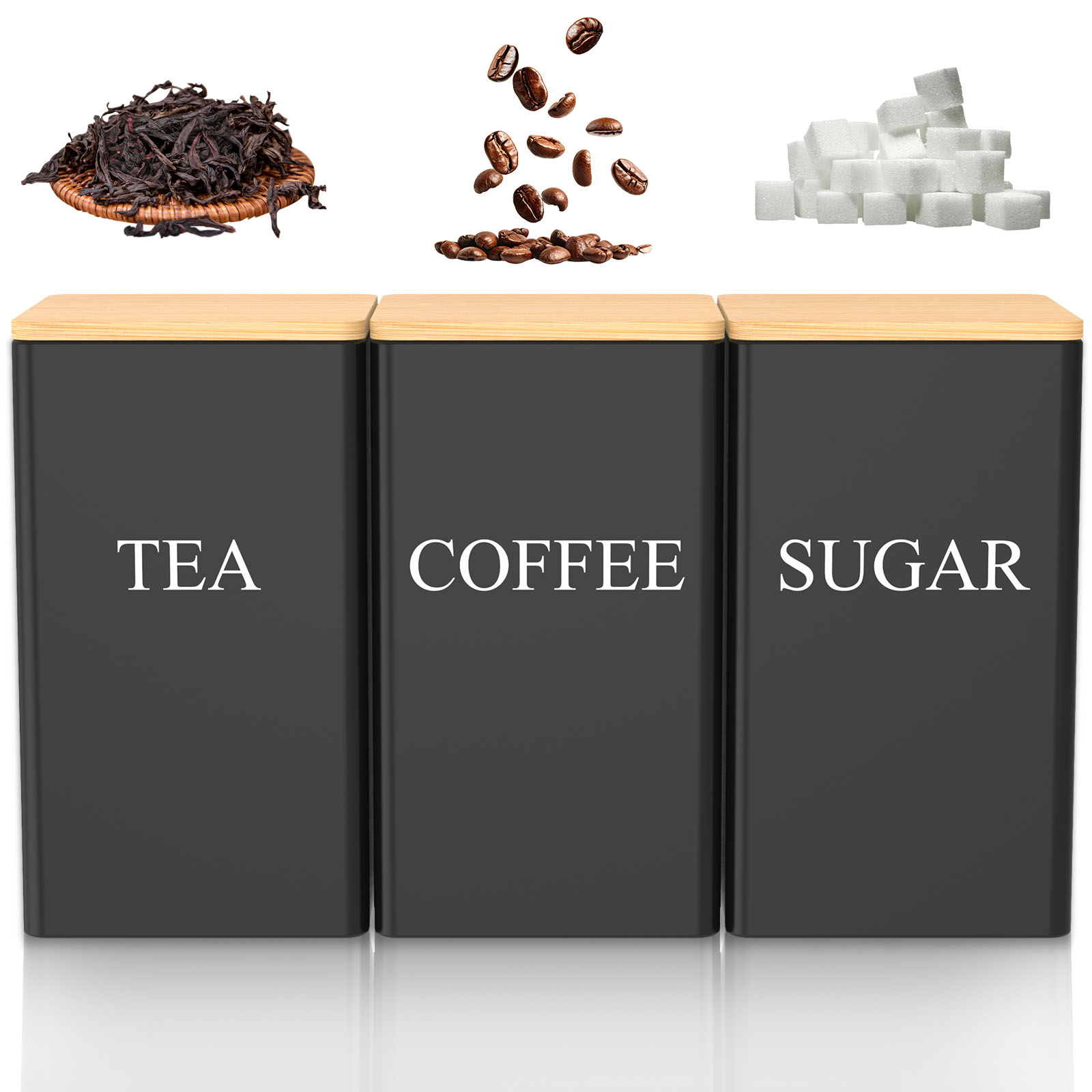 Food Storage Containers Set - 1000 ML Coffee Tea and Sugar