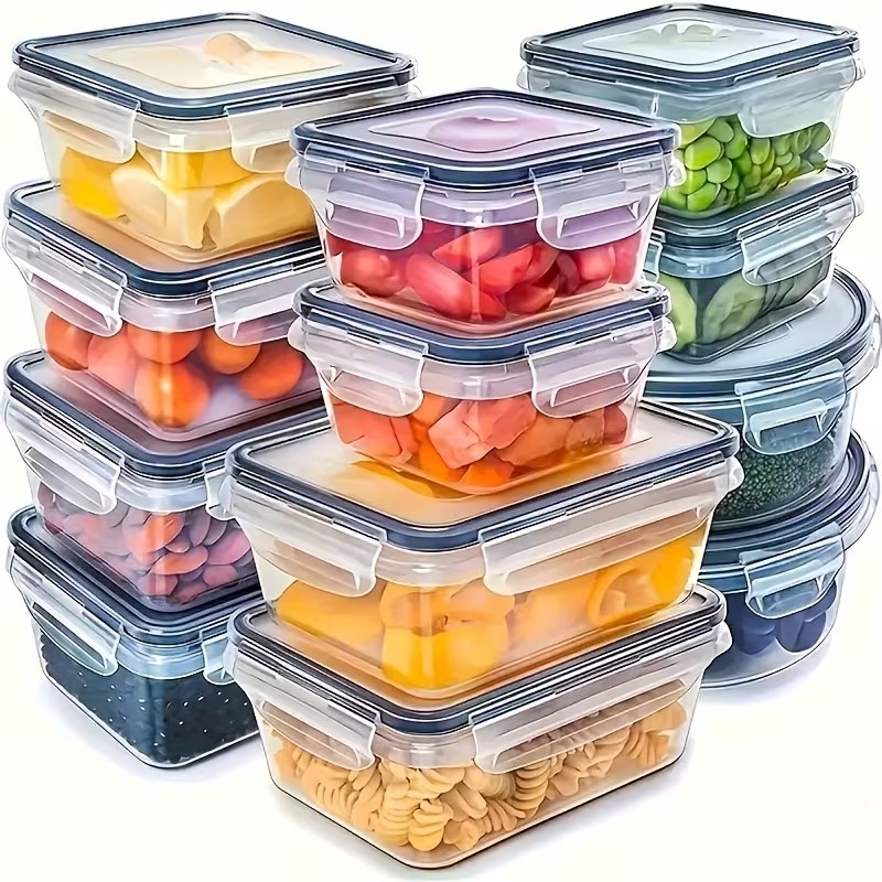 Food Storage Containers Set - 4-Piece Clear Food Storage Containers with