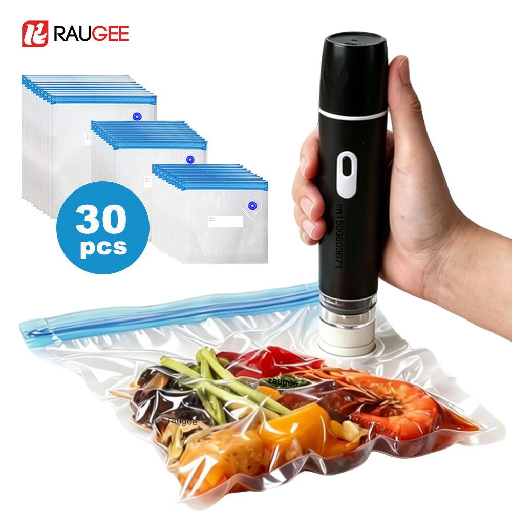 Food Storage Vacuum Seal Bags - Electric Vacuum Sealer Pump Rechargeable Air