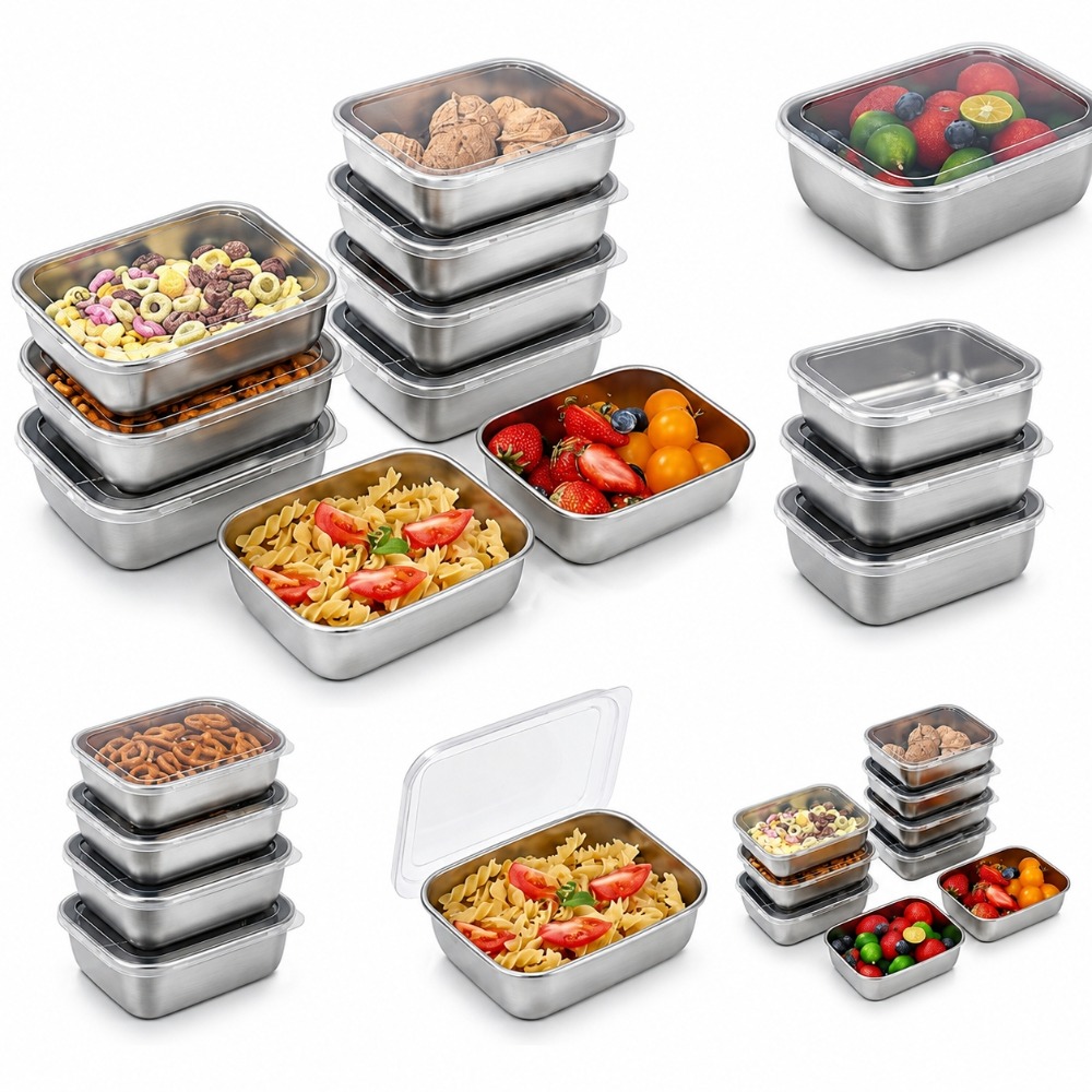 Food Storage Containers Set - 6PCS Stainless Steel Food Storage Containers