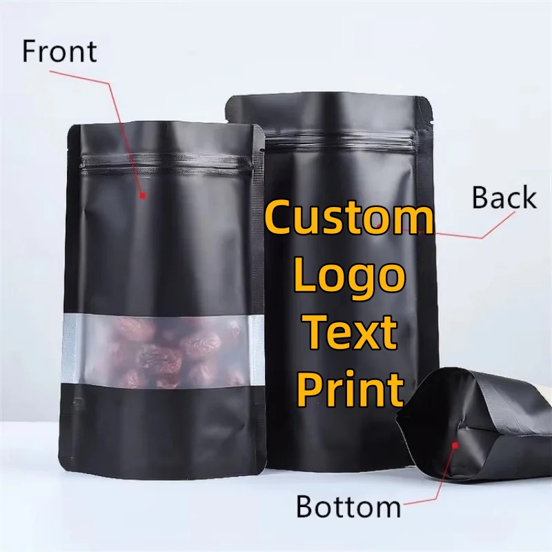 Food Storage Zip Bags - 100PCS Stand-up Matte Black Aluminum Foil