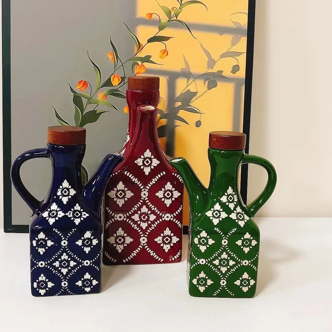 Herb Keeper Container - American Oil Pot Household Style Ceramic