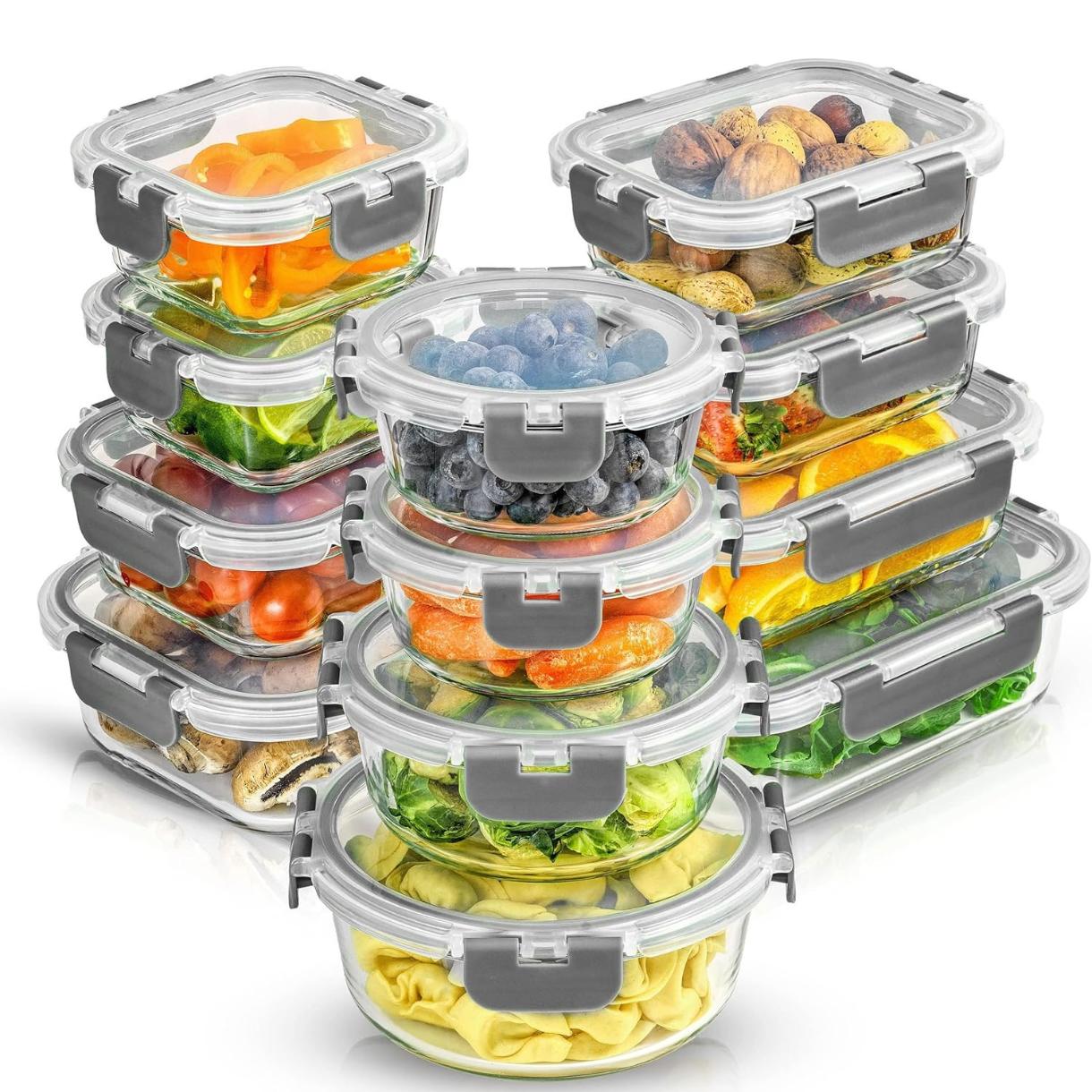 Food Storage Tupperware - 24pc Borosilicate Glass Storage Containers with