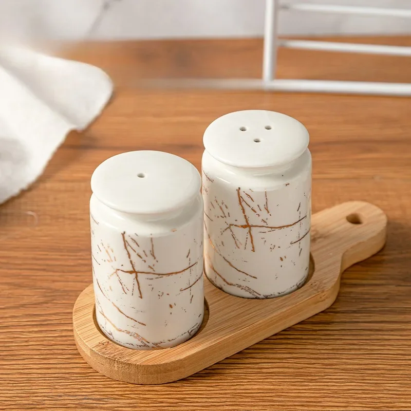 Herb Keeper Container - Ceramic Spice Jar Seasoning Bottle Marble