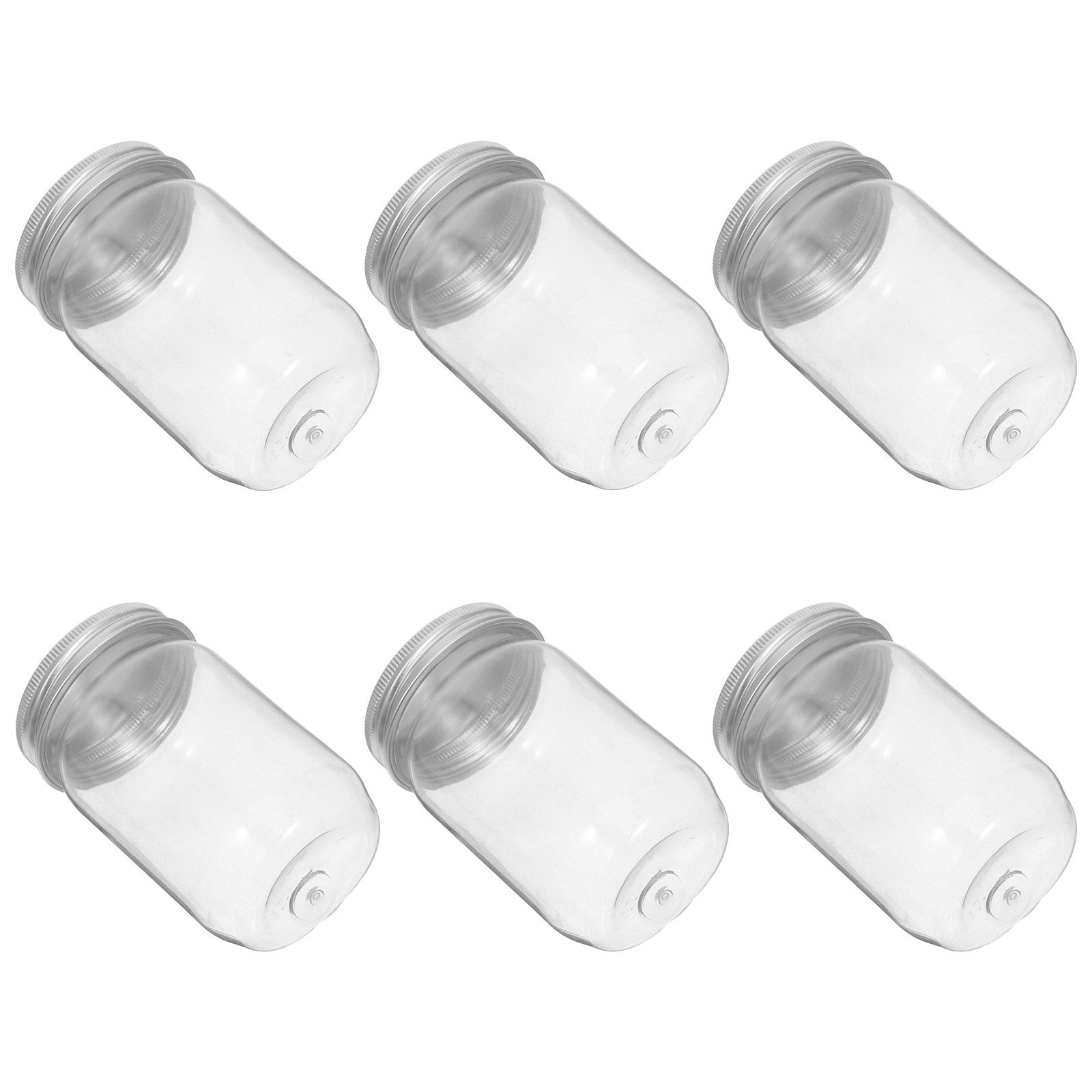 Food Storage Plastic Container - 6Pcs Clear Plastic Mason Jars with