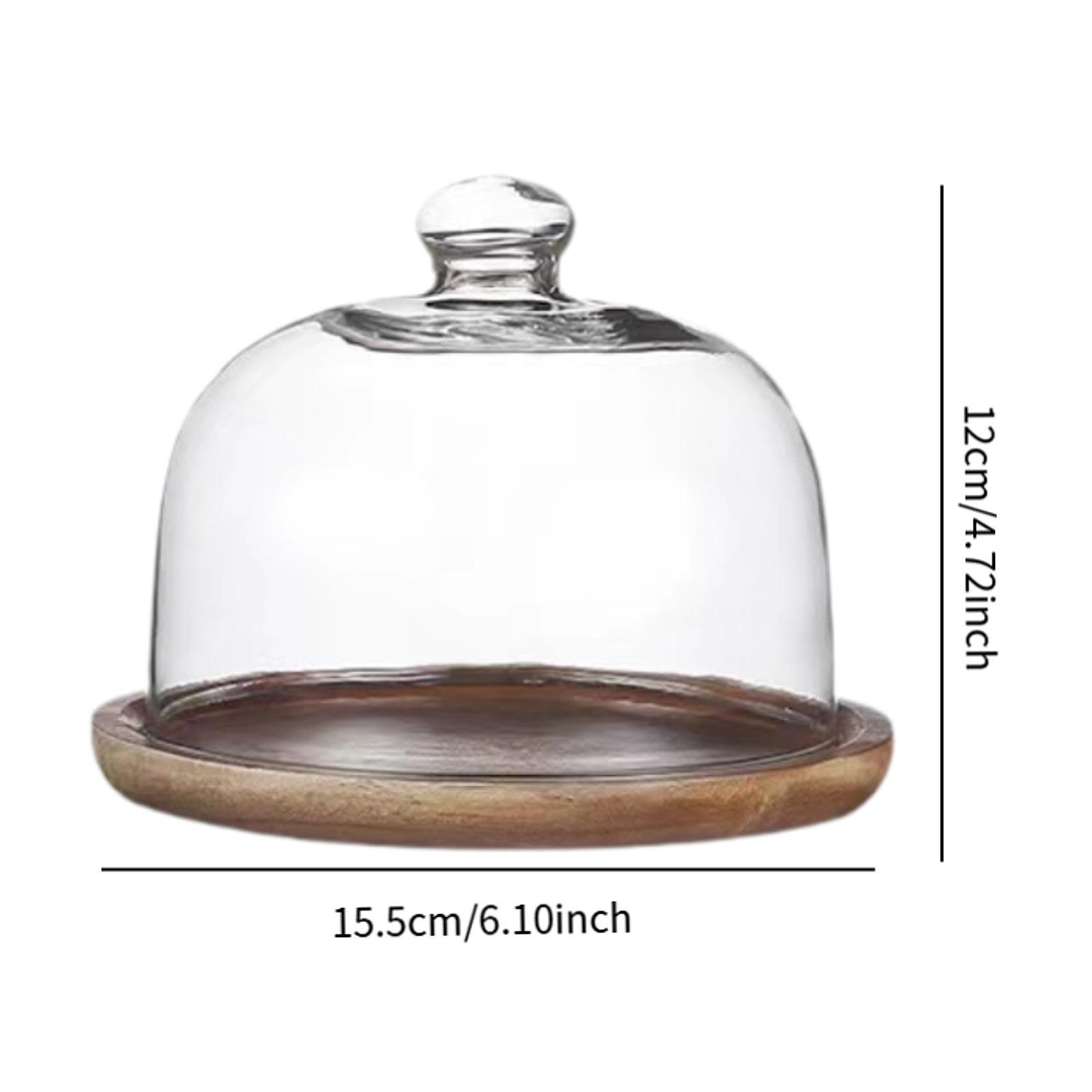 Wooden Cake Stand with Glass C - Food Storage Glass Round recension och pris