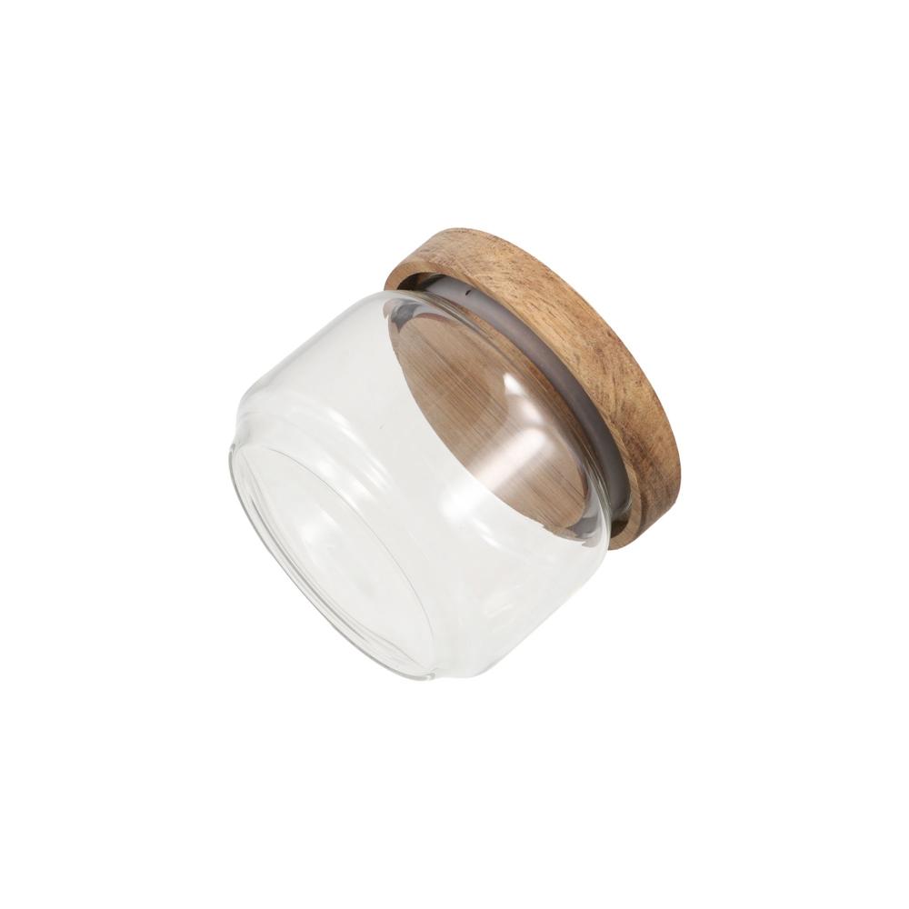 Multi-Use Wooden Lid Glass Foo - Food Storage Glass Round recension och pris