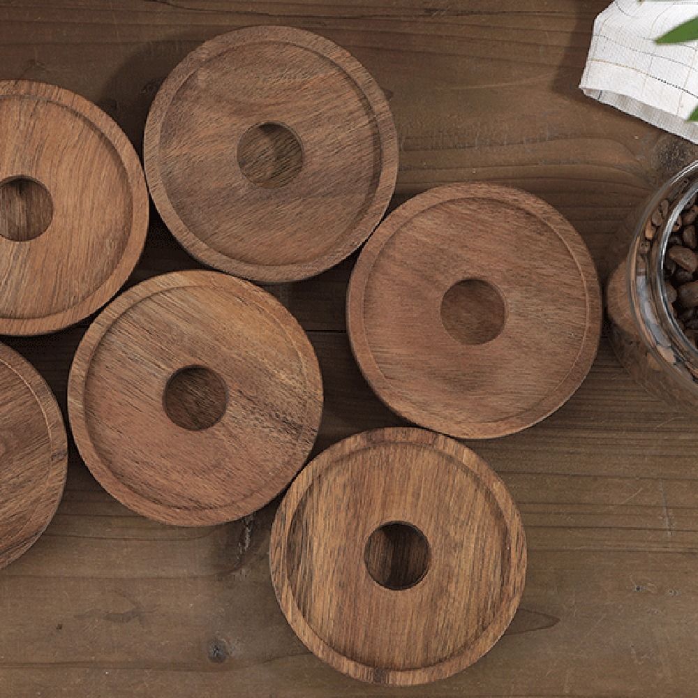Multi-Use Wooden Lid Glass Foo - Food Storage Glass Round recension och pris