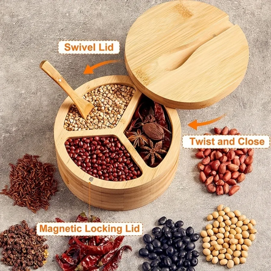 Bamboo Covered Wooden Spoon Se - Herb Keeper Container recension och pris