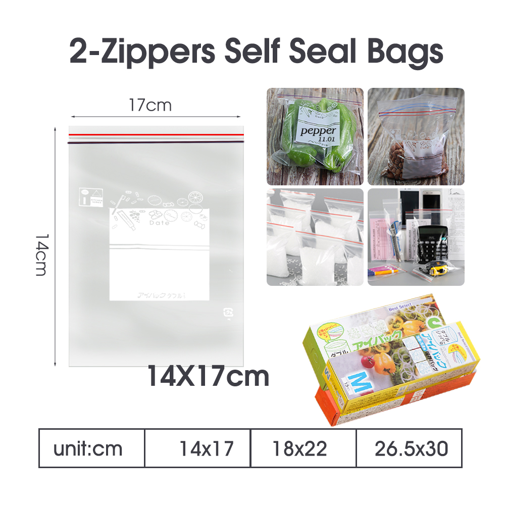 0.12mm Thick Resealable Dual Z - Food Storage Zip Bags recension och pris