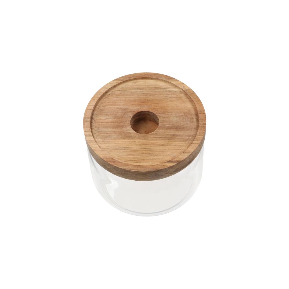 Multi-Use Wooden Lid Glass Foo - Food Storage Glass Round recension och pris