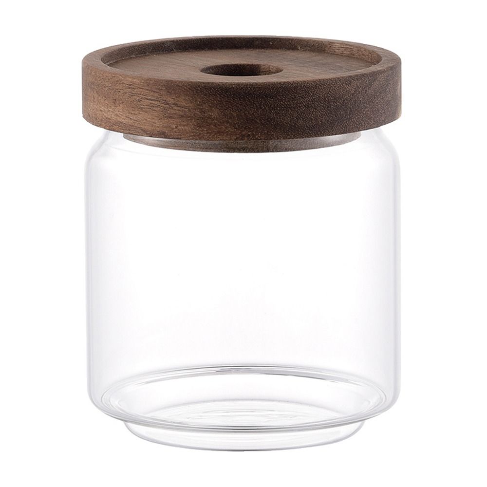 Multi-Use Wooden Lid Glass Foo - Food Storage Glass Round recension och pris