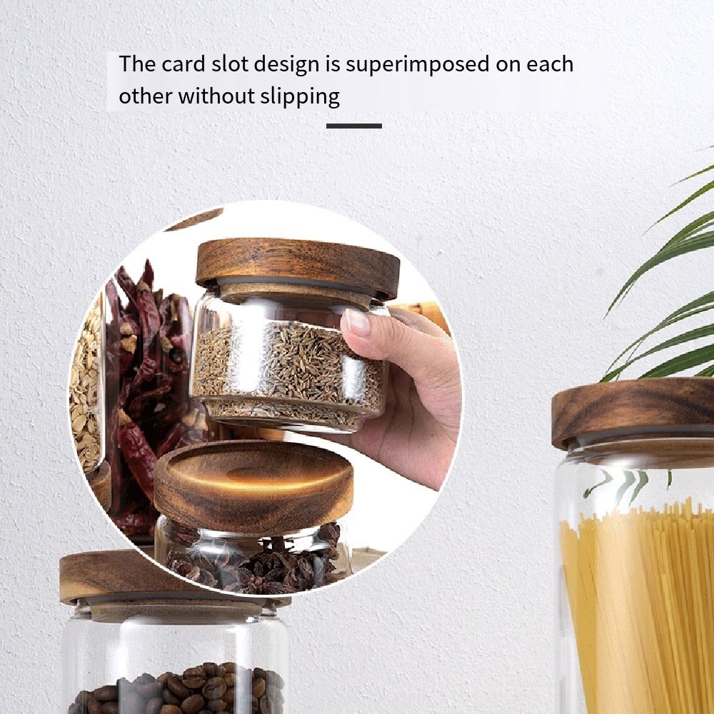 Multi-Use Wooden Lid Glass Foo - Food Storage Glass Round recension och pris