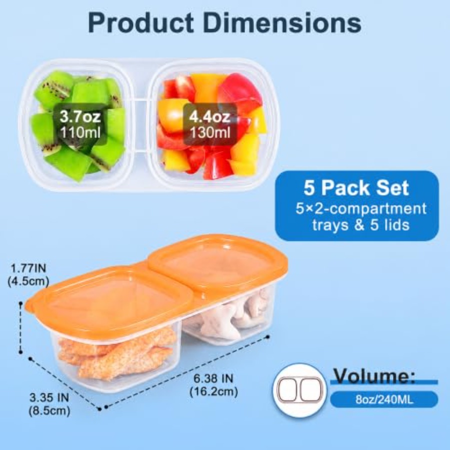 5-Pack Reusable Snack Containe - Food Storage Meal Prep recension och pris