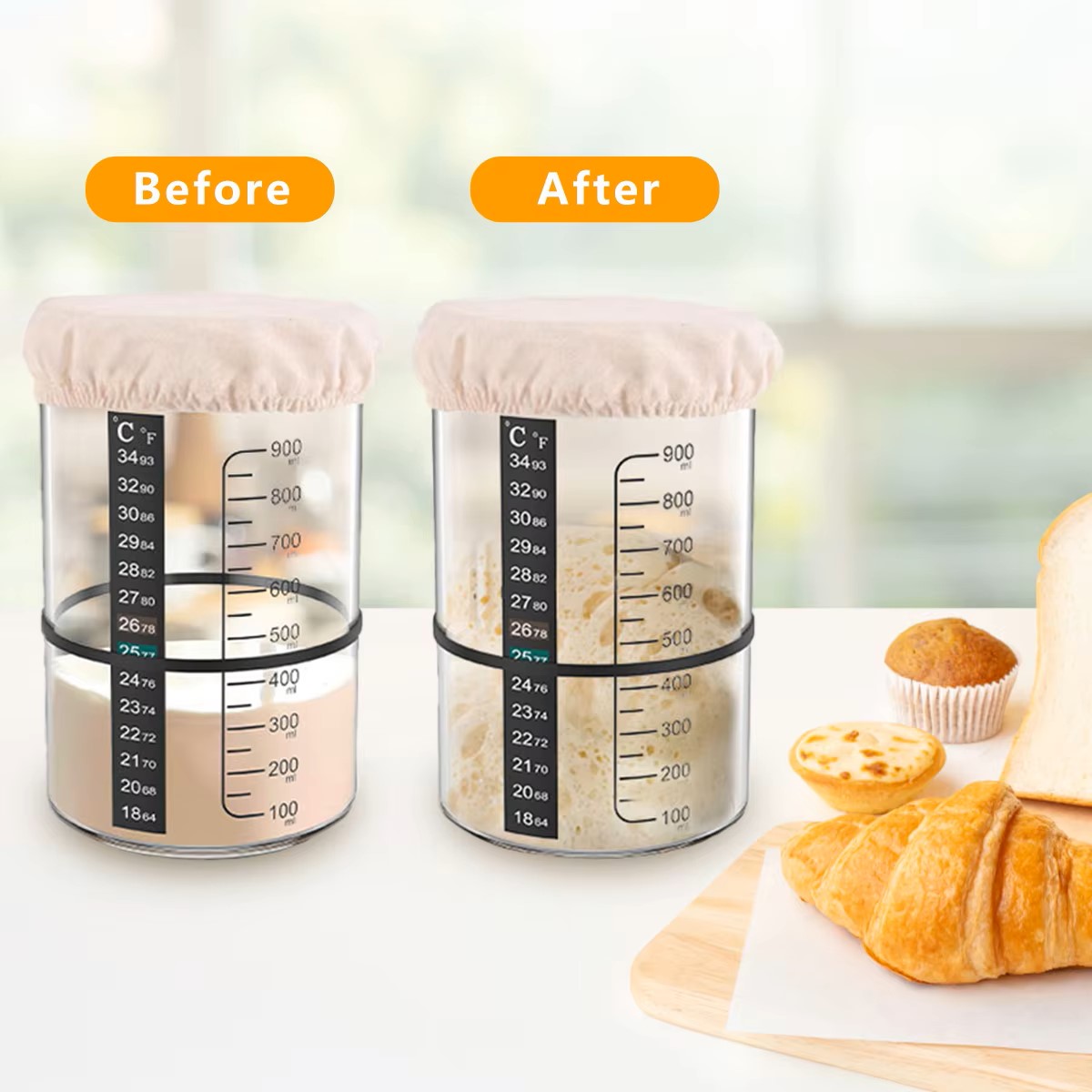 1500/900ml Sourdough Starter J - Food Storage Containers Set recension och pris