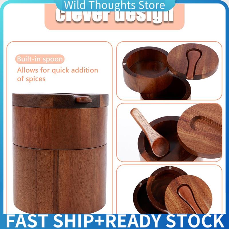 Wooden Salt Shaker, 2-Tier Spi - Herb Keeper Container recension och pris
