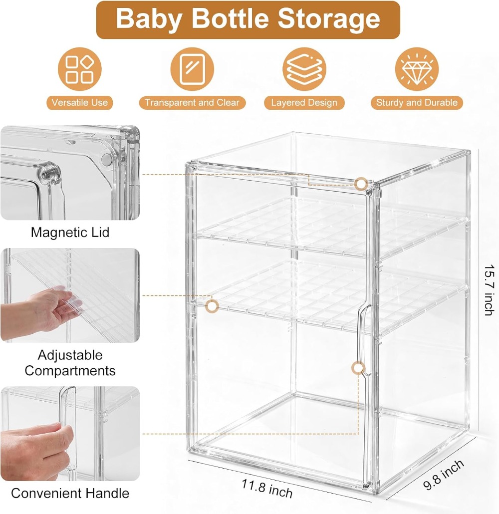 3-Tier Clear Acrylic Baby Bott - Food Storage Moms recension och pris