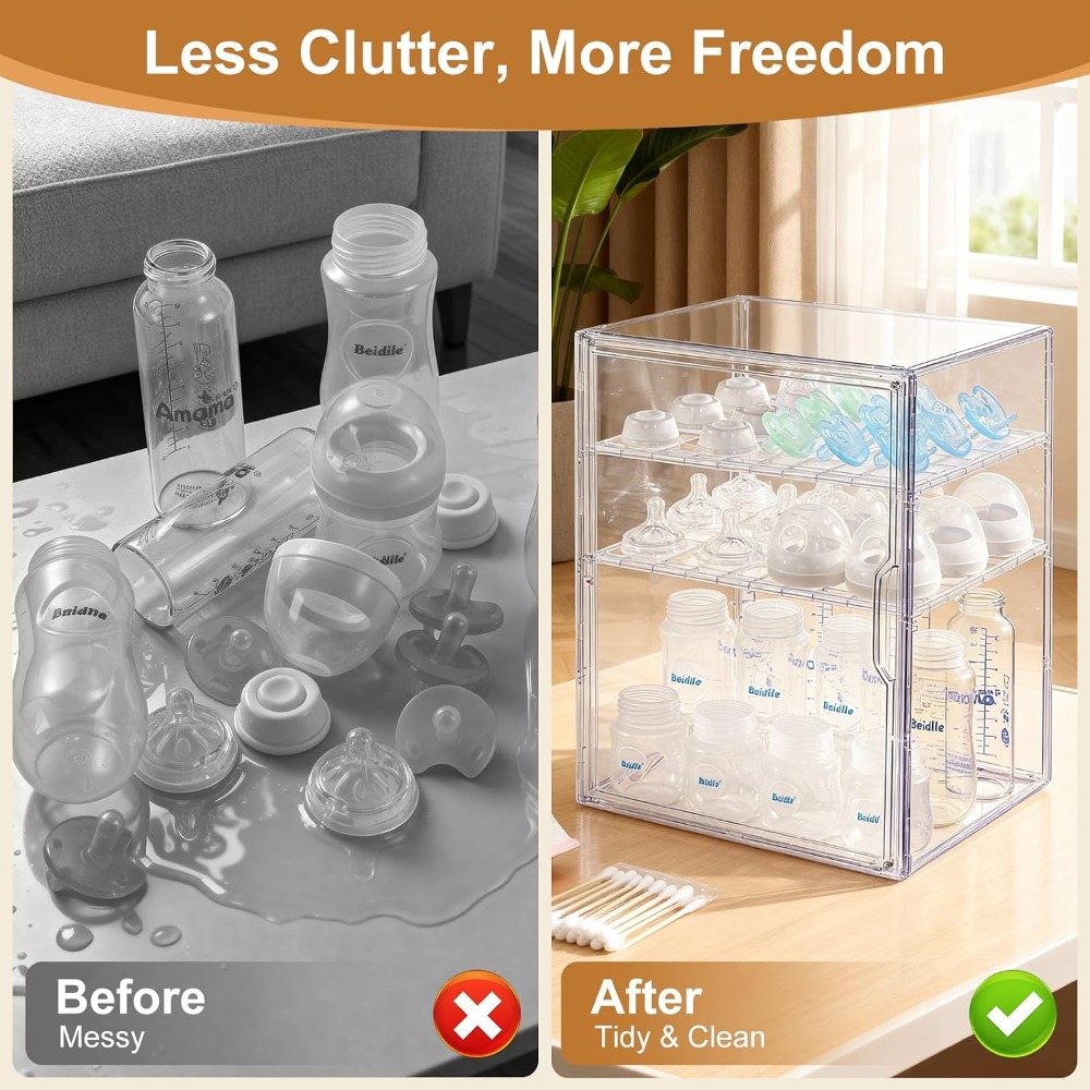 3-Tier Clear Acrylic Baby Bott - Food Storage Moms recension och pris