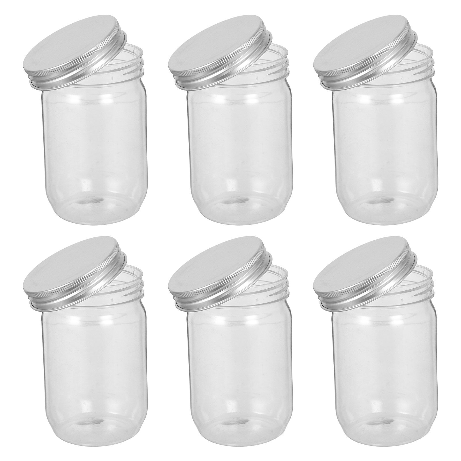 6Pcs Clear Plastic Mason Jars  - Food Storage Plastic Container recension och pris