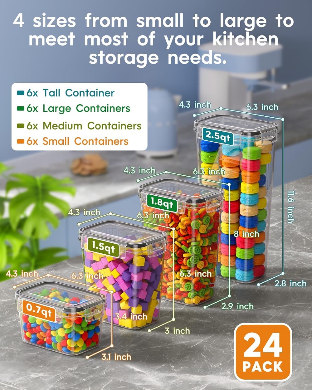 24 PCS Airtight Food Storage C - Food Storage Plastic Container recension och pris